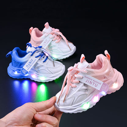 Children's Sports Light-up Gradient Shoes 2025 New Female Torre Shoes Small and Medium-sized Kids Boys and Students LED Luminous Running Shoes