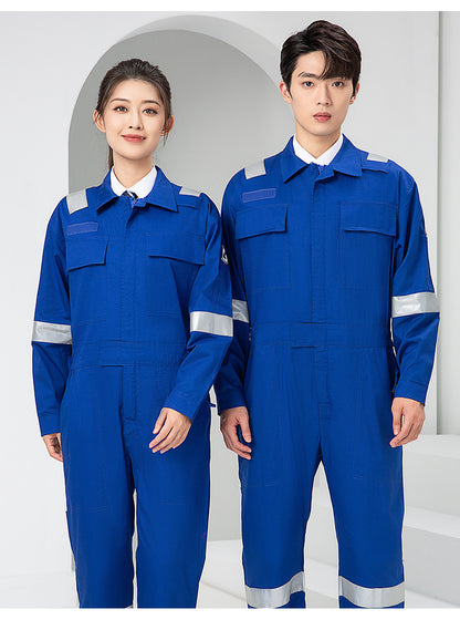 Marine Crew Reflective Strip Pure Cotton Overalls Long-sleeved Men's Summer Wear-resistant Electric Welding Shipyard Workshop Labor Insurance Clothing