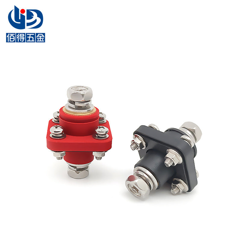 Brass Square Battery Connector Through-Wall Energy Storage Terminal M8 High Current Terminal Block 200A
