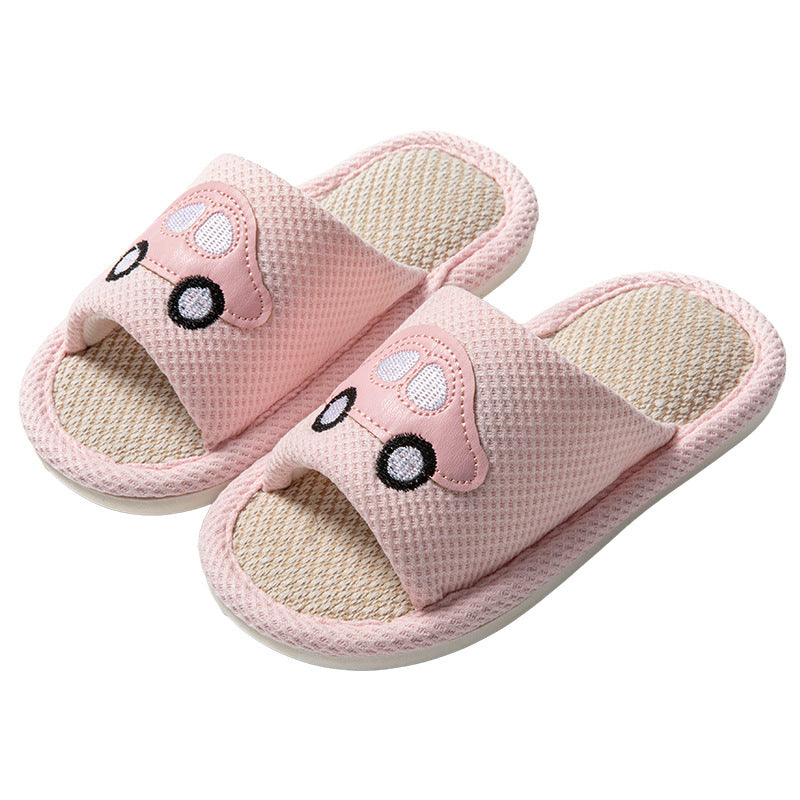 Male and Female Baby Summer Cartoon Car Four Seasons Linen Children's Sandals Open-Toe Slippers