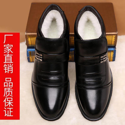 Men's cotton-padded shoes fleece-lined warm versatile business casual leather cowhide cotton-padded shoes non-slip dad snow boots