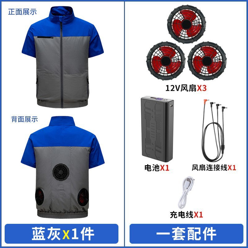 Cross-border New Smart Air-conditioning Clothing Jacket Clothes with Fan Outdoor Work Uniform Labor Protection Duty Fan Clothing