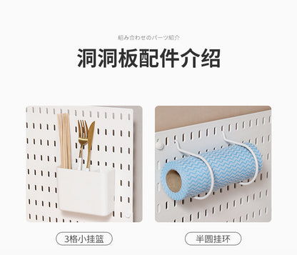 Desktop Perforated Board Storage Rack Organizer Office Partition Workstation Desk Stationery Organizer Shelf No Drilling Required