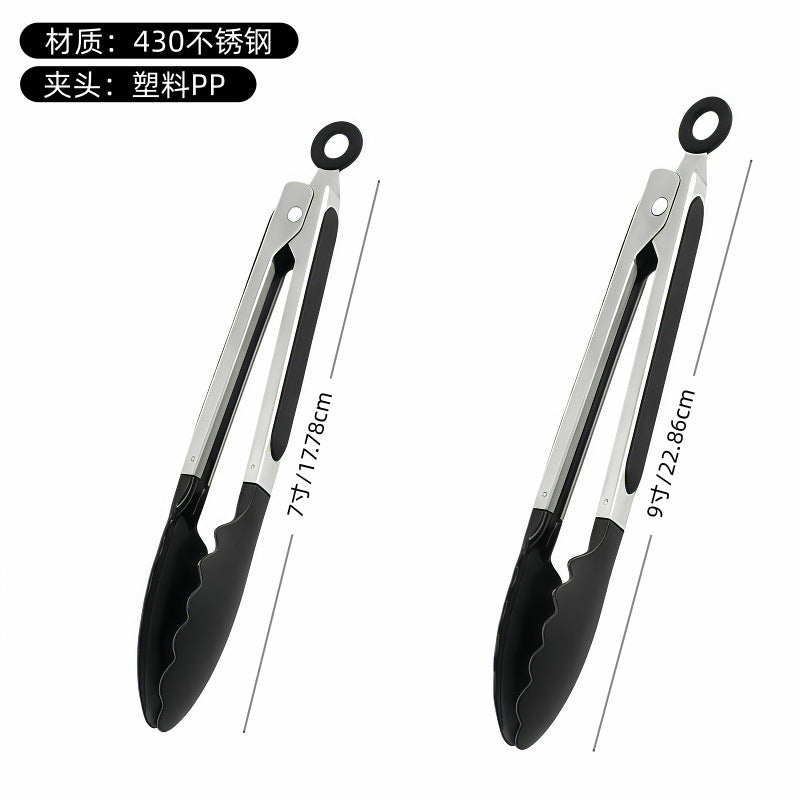 Silicone Clips for Kitchen Non-Stick Pans, Anti-Scalding and High Temperature Resistance, Household Barbecue and Steak Special Set, Stainless Steel Food Clips