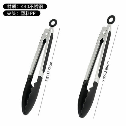Silicone Clips for Kitchen Non-Stick Pans, Anti-Scalding and High Temperature Resistance, Household Barbecue and Steak Special Set, Stainless Steel Food Clips