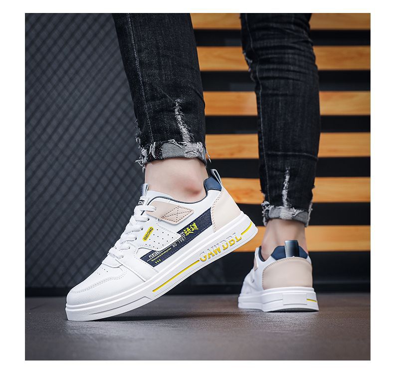 Men's Shoes Korean Style Trendy All-match Trendy Shoes Sports Winter 2023 New White Shoes Skate Shoes Waterproof Casual Leather Shoes