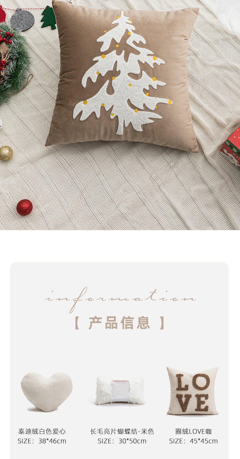 New Christmas pillow holiday decoration love pillow model room bedroom bedside tufted cushion pillowcase wholesale