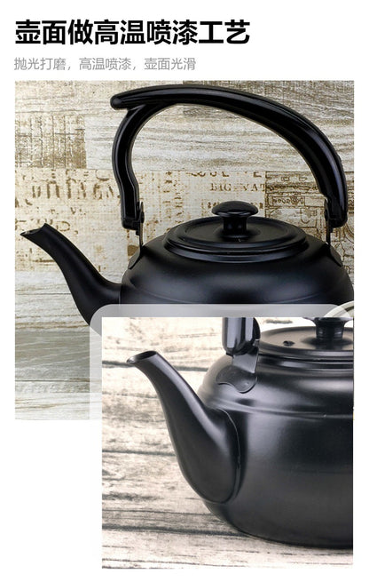 Factory wholesale stainless steel kettle black classic household compact simple teapot restaurant with filter teapot