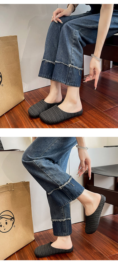 New Foreign Trade French Niche Hollow Toe Half Slippers for Women Summer Cross-Border Wear Roman Style Soft-Soled Mule Shoes