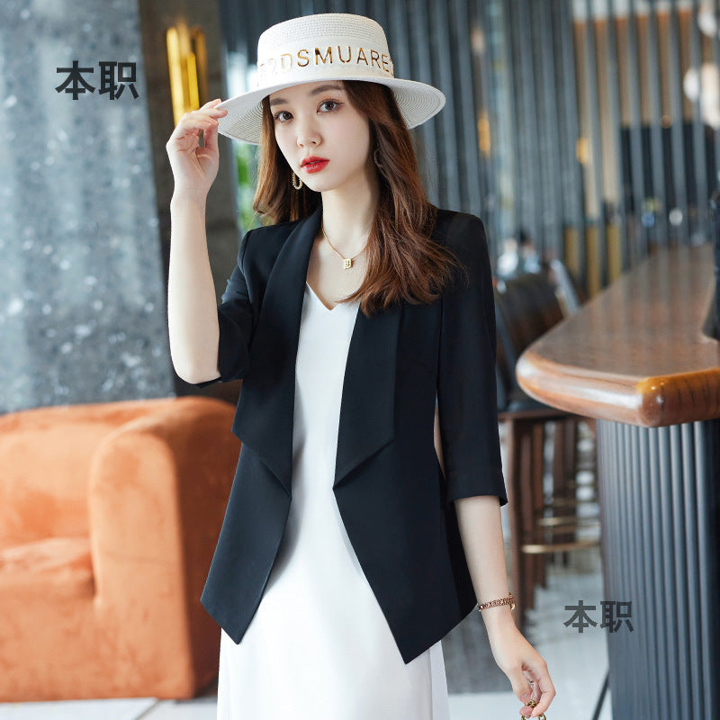 [Three-Quarter Sleeve Dress] Women's Formal Suit Dress, Korean Style Fashion Professional Attire, Small Blazer Dress for Spring and Summer
