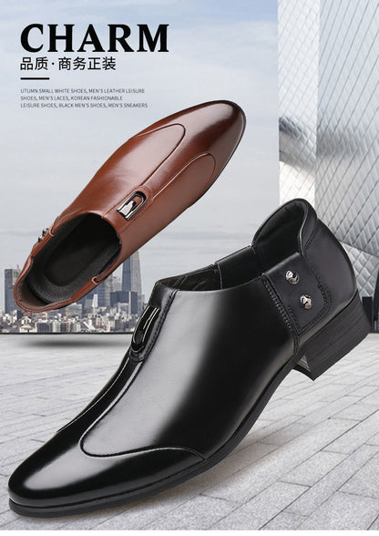 Men's Business Formal Wear Genuine Leather Black Patent Leather Shoes Men's Trendy Shoes for Work Spring and Autumn Korean Style British Pointed Toe Men's Shoes