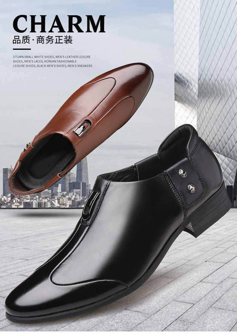 Men's Business Formal Wear Genuine Leather Black Patent Leather Shoes Men's Trendy Shoes for Work Spring and Autumn Korean Style British Pointed Toe Men's Shoes