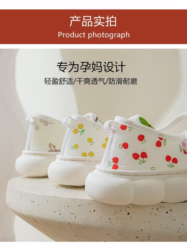 25 Maternity Postpartum Shoes for Summer, Comfortable Thin Style, Closed-Back Slippers for Postpartum Women, Non-Slip Thick-Soled Soft-Soled Cotton Shoes with Tassels