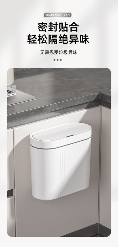 Household intelligent induction trash can large capacity electric open lid gap trash can kitchen sanitary wall trash can