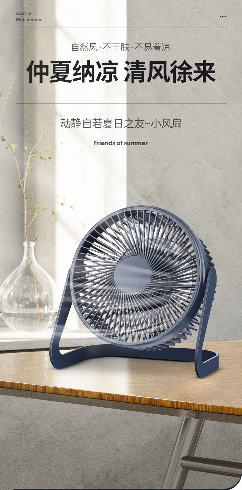 Desktop Electric Fan High Wind Table Fan USB Plug-In Office Small Fan Circulation Fan Student Dormitory Bed