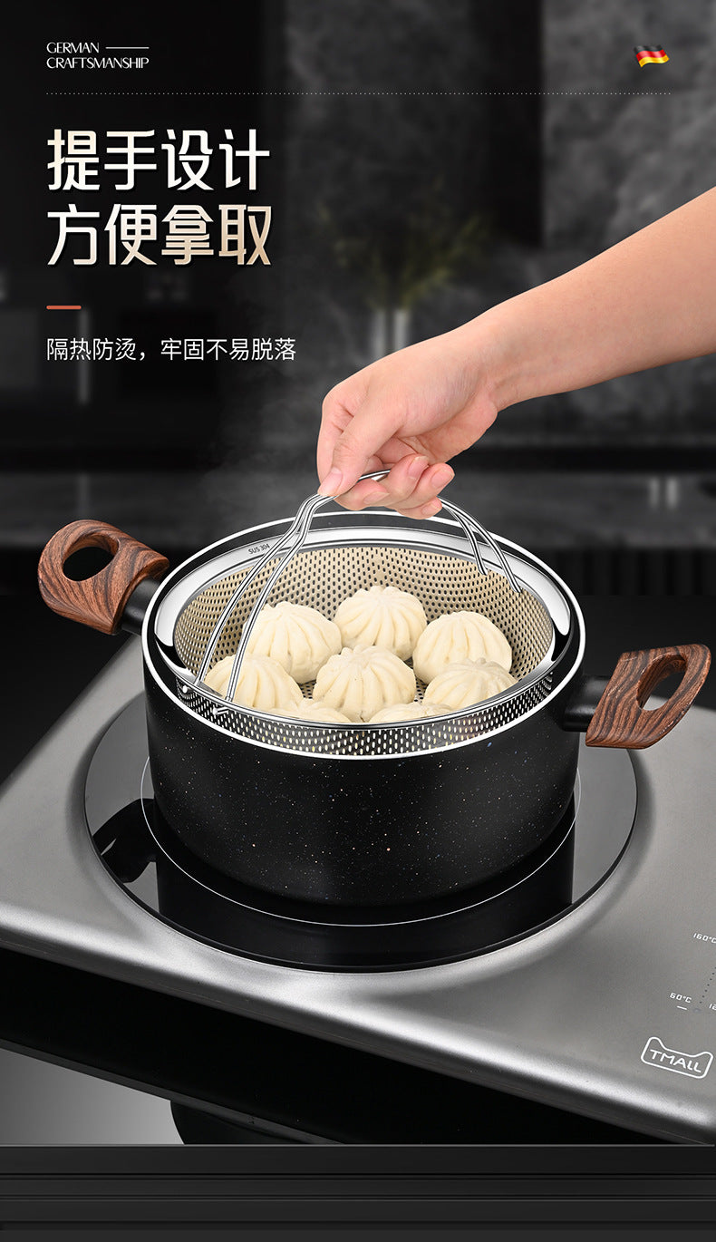 304 Stainless Steel Steamer Dense Hole Draining Basket Vegetable Washing Basket Steaming Lattice Electric Rice Cooker Rice Soup Separation Water Resistant Steaming Rack Steaming Drawer