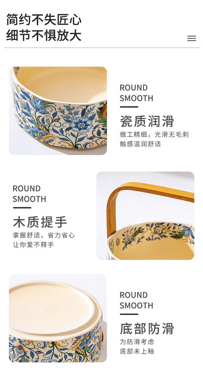 French Style Fruit Plate High-end Exquisite and High-value Fruit Plate Living Room Coffee Table Household Afternoon Tea Dim & Cam Plate Ceramic Basket