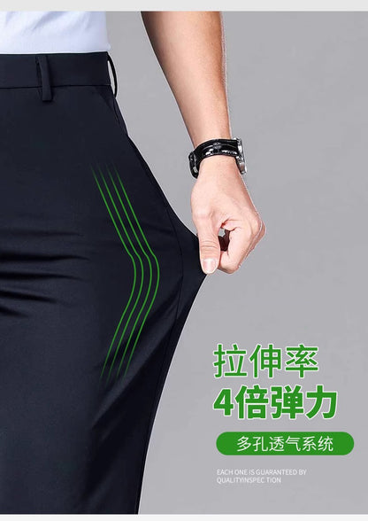 Wholesale Summer New Casual Pants Men's Thin Straight Loose Business Pants High Stretch Ice Silk Cold Pants