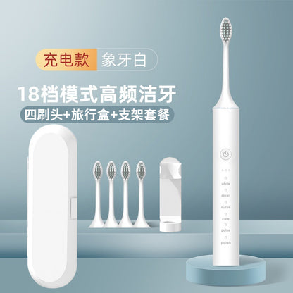 Factory wholesale soft bristle toothbrush flusher portable adult children universal ultrasonic electric toothbrush charging