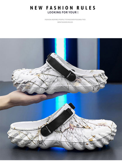 One Shoe, Two Wear, Fashionable Large Size Cross-Border Clogs, Men's Outer Wear, Casual Toe-Toe Slippers, Outdoor Trendy Men's Beach Shoes
