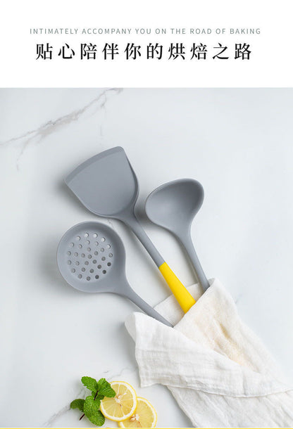 In-Stock Two-Color Silicone Kitchen Utensils, Kitchen Supplies That Won'T Damage Pots, Easy to Clean, Strainer, Soup Spoon, Spatula Set, Non-Stick Pan