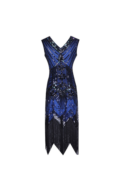 S-4Xl Amazon Wish Real Shot 1920S Retro Sequin Dress Handmade Beaded Tassel Plus Size Evening Dress