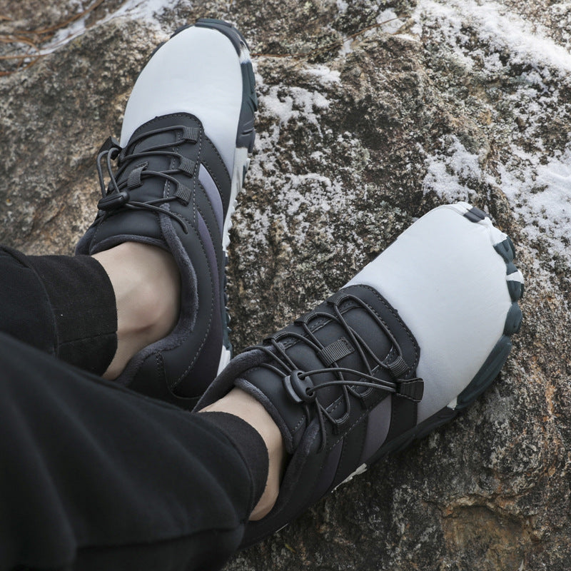 Outdoor Snow Boots, Home Cross-Border Winter New Style, Non-Slip Short Style, Fleece-Lined Warm Cotton Shoes, Thick-Soled Barefoot Five-Toe Shoes
