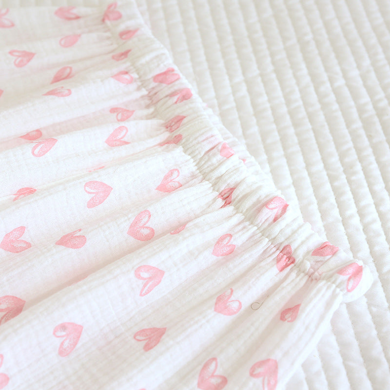 Various Style Spring and Summer Cotton Crepe Pajamas Sweet Three-Piece Short-Sleeved Trousers Spring and Autumn Loose Casual suit
