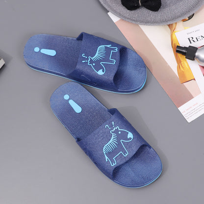 Summer Pvc Bathroom Slippers Home Cartoon Couple Slippers Indoor Cute Bath Non-Slip Sandals Women's Stall