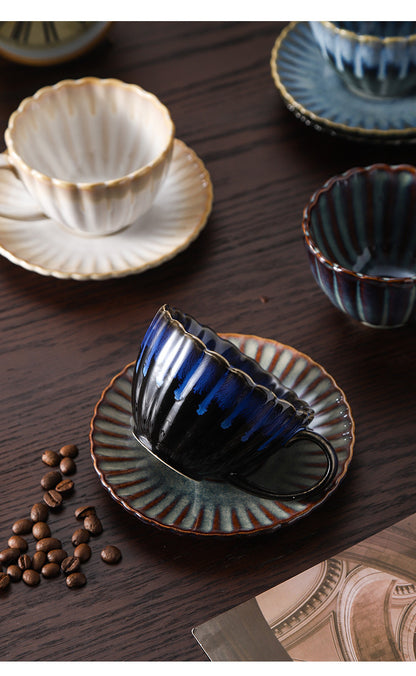 Retro High-grade Sense Striped Kiln Change Ceramic Cup Hotel Home Office Milk Coffee Cup Afternoon Tea Drinking Cup