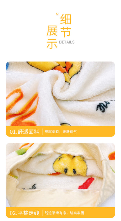 Men's and Women's Flannel Pajamas suit Autumn and Winter Middle and Big Children's Warm fleece-lined Thickened Autumn Clothes and Pants Home Clothes