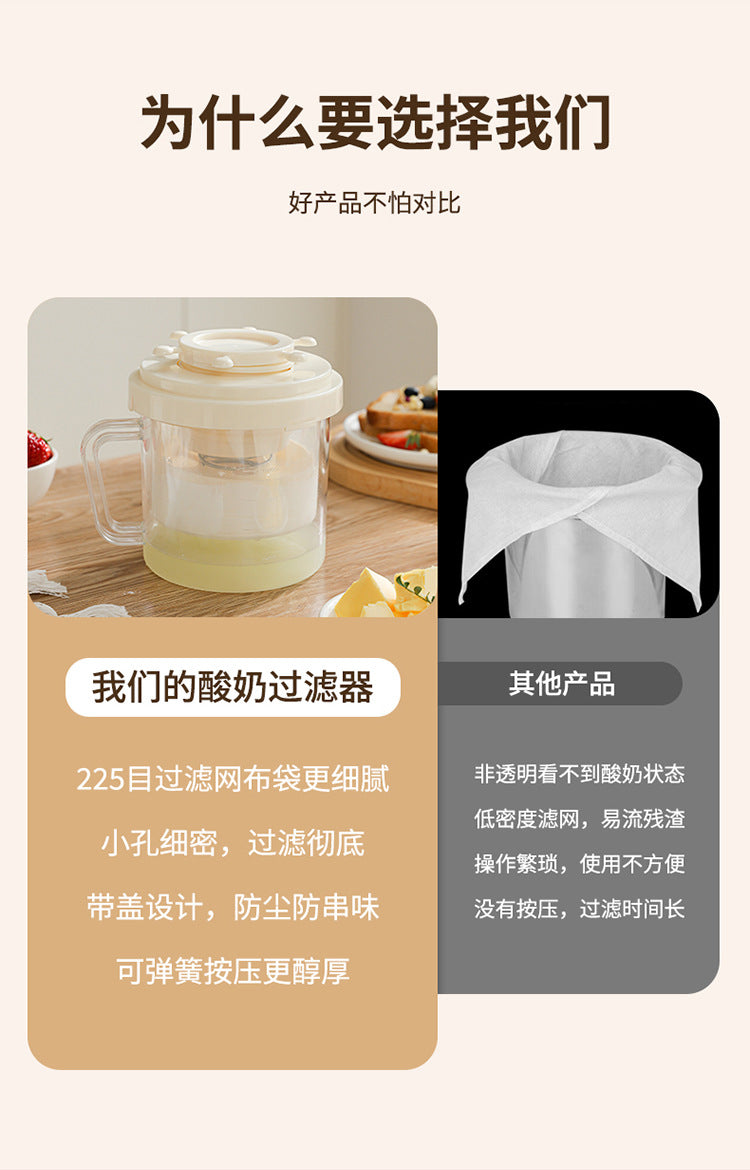 Greek yogurt filter self-refrigeration dry choking whey separator filter gauze yogurt bowl filter