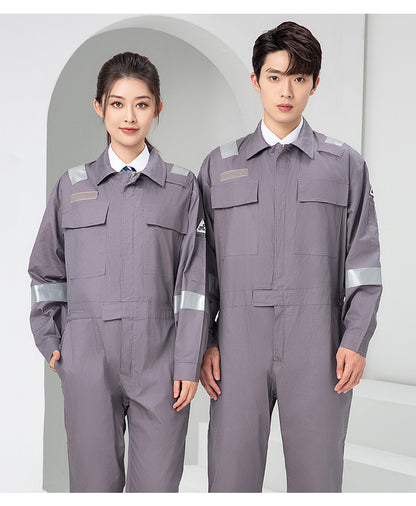 Marine Crew Reflective Strip Pure Cotton Overalls Long-sleeved Men's Summer Wear-resistant Electric Welding Shipyard Workshop Labor Insurance Clothing