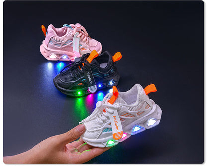 Light-Up Children's Shoes 2025 Spring & Fall New Led Light-Up Soft-Soled Sports Shoes for Small and Medium-Sized Children Women's Fashionable Casual Dad Shoes