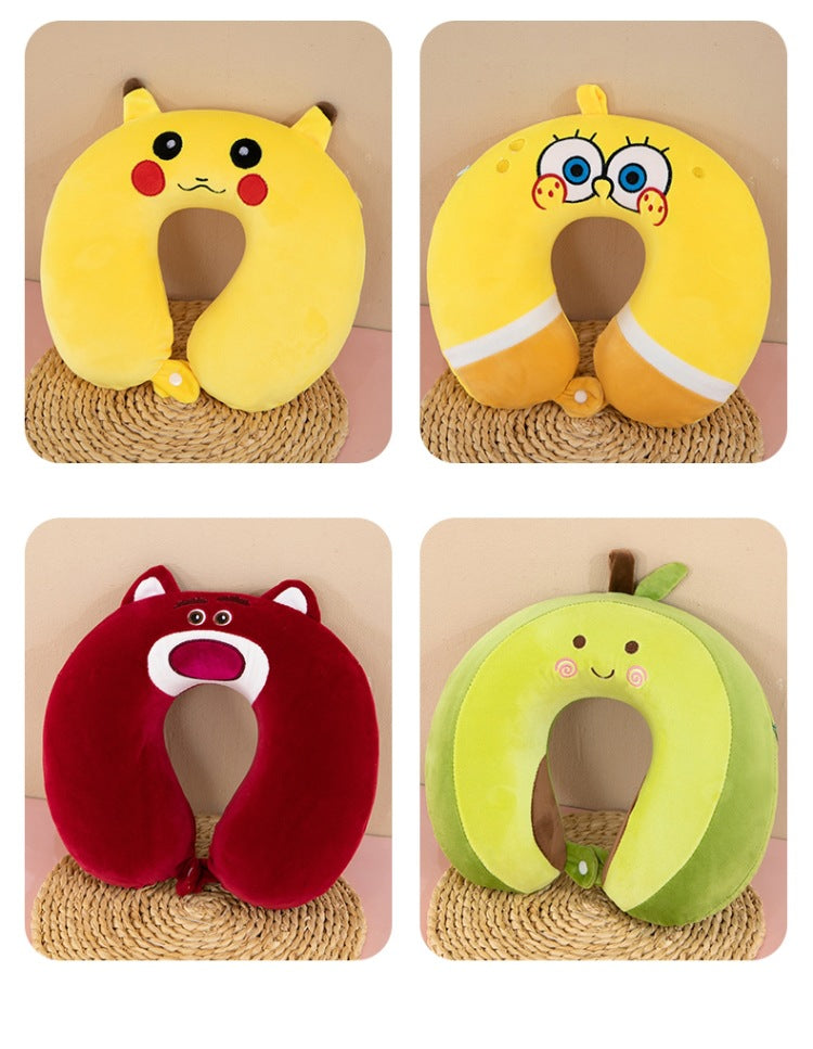 Neck Pillow Travel Memory Foam U-shaped Pillow Cartoon Gift Sponge Sleeping Neck Pillow Embroidery Slow Rebound Nap Pillow