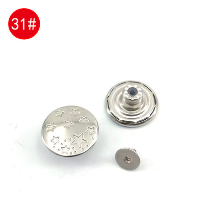 Wholesale In-Stock Waist-Cinching Button-Free Detachable Jeans Buttons, Eco-Friendly Buttons, Screw Metal I-Shaped Buckles