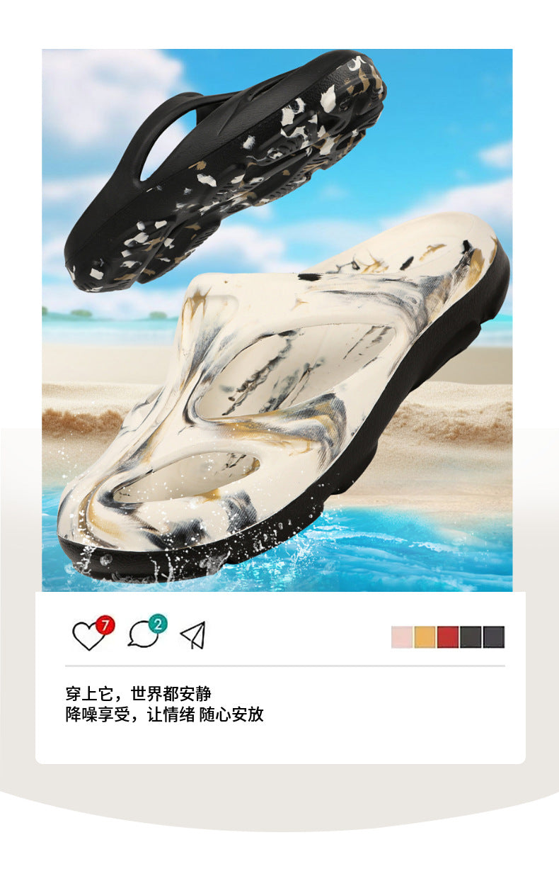Cross-Border Outdoor Thick-Soled Sandals, Hollow Eva Shaped Water Sandals, Non-Slip Clogs, Men's and Women's Beach Sandals, Slippers