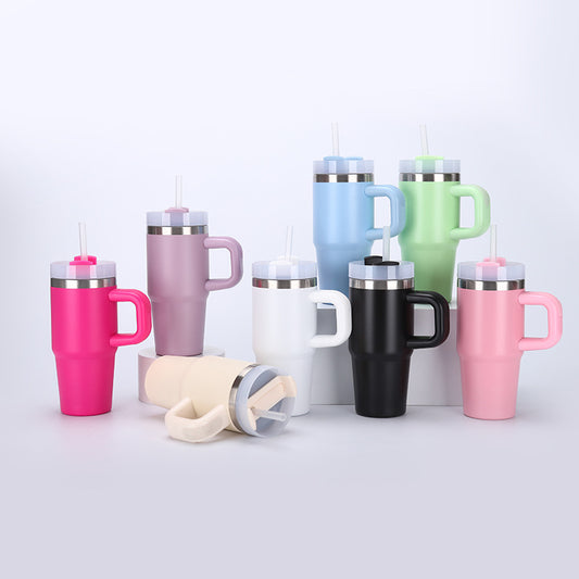 14oz Large-Capacity Handle Car Cup 304 Stainless Steel Thermal Insulation Ice Cup Outdoor High-Looking Straw Cup by PDG ibma