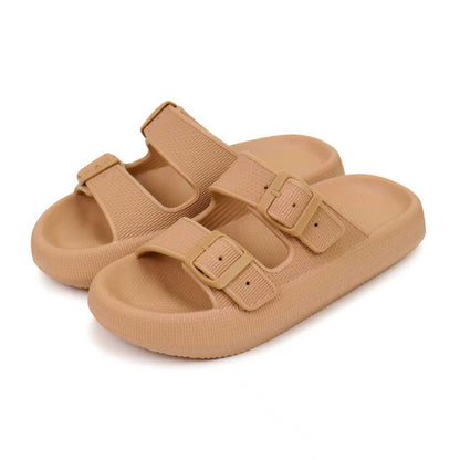 2026 New Thick-Soled Slippers, Wear-Resistant Double Buckle Eva Sandals, Couple's Summer Women's Outdoor and Indoor Slippers with a Soft Cushioning Feel