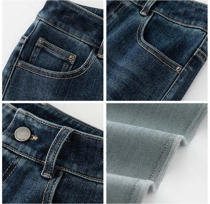 Miaoyu Nine-Point Flared Pants for Women, High-Waisted, Slimming, Nine-Point Jeans, Spring 2026, Four-Way Stretch Bell-Bottom Pants