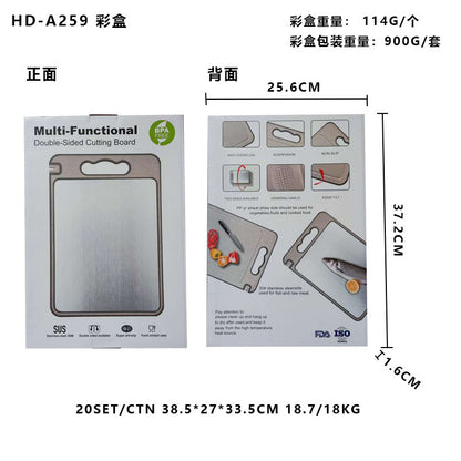 New in stock Amazon Explosions 3D Pattern Stainless Steel Cutting Board Titanium Cutting Board 304 Double-sided Cutting Board
