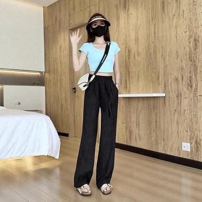 Breathable Anti-Mosquito Pants Yamamoto Pants Women's Thin High-Waist Casual Spring and Autumn Lazy Style Wide-Leg Pants Straight Pants