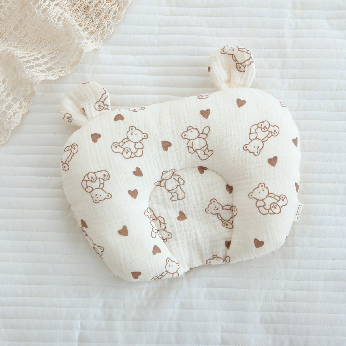 Class A cotton baby gauze baby anti-deflection head shaped pillow sweat-absorbing breathable Four Seasons suitable for newborn comfort pillow