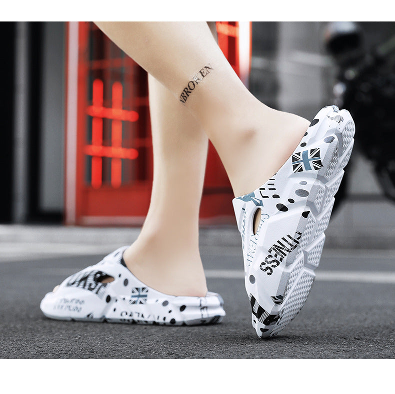 Coconut Slippers for Men to Wear Outside in Summer, Non-Slip Thick Soles for Stepping on Shit, Home Bathing, Men's Outdoor Sports Beach Sandals