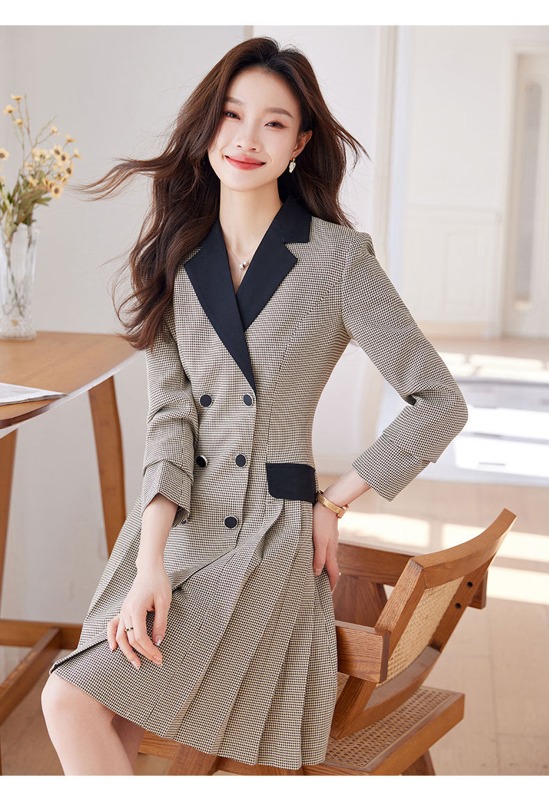 French Hepburn Style Small Black Dress High Sense High Cold Royal Sister Fried Street Small Fragrance Style Pleated Professional Suit dress Summer