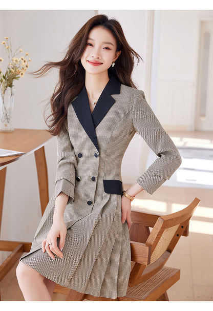 French Hepburn Style Small Black Dress High Sense High Cold Royal Sister Fried Street Small Fragrance Style Pleated Professional Suit dress Summer