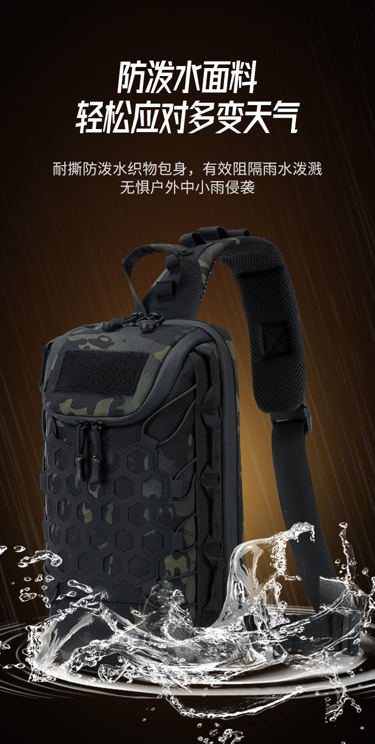 Men's Tactical Chest Bag, Crossbody Bag, Functional Outdoor Travel Lightweight Camouflage Shoulder Bag, Multi-Functional Lure Backpack