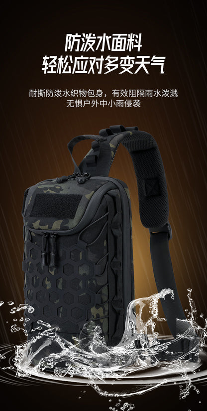 Men's Tactical Chest Bag, Crossbody Bag, Functional Outdoor Travel Lightweight Camouflage Shoulder Bag, Multi-Functional Lure Backpack