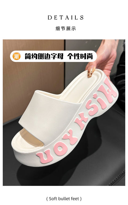2025 Popular Height-Increasing Slippers for Women, Thickened, Soft, Comfortable, Non-Slip, Daily Beach Shower Universal Trendy Slippers