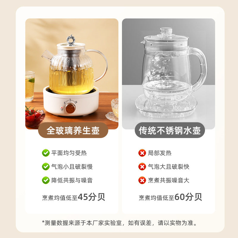 All-Glass Health Pot Multi-Functional Home Office New Insulated Tea Boiler Water Kettle Flower Teapot 110V